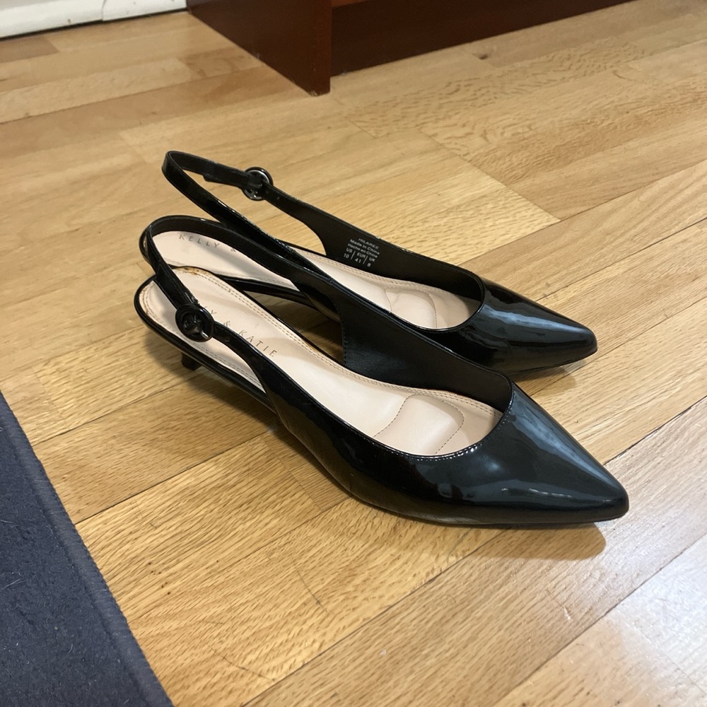 Kelly & Katie Black Patent Slingback Heels